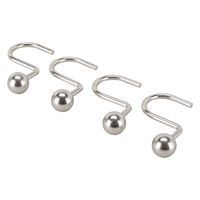 ProSource SD-CBH-SN Ball Shower Curtin Hook, 1-1/16 in Opening, Steel, Brushed Nickel, 1-3/4 in W, 2-7/8 in H 