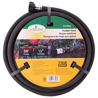 Landscapers Select P174-161102 Soaker Hose, 50 ft L, Plastic Male and Female Couplings, Rubber, Black 