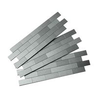ASPECT A9550 Wall Tile, 12 in L, 4 in W, 1/8 in Thick, Aluminum/Polymer, Brushed Stainless Steel 5 Pack 