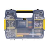 Stanley STST14021 Tool Storage Organizer, 8-1/2 in W, 2.9 in H, 10-Drawer, Plastic, Black/Clear Yellow 