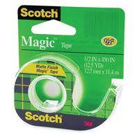 Scotch Magic 104 Office Tape, 450 in L, 1/2 in W, Plastic Backing, Pack of 8