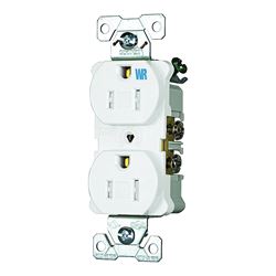 Eaton Wiring Devices TWRBR15W-BXSP Duplex Receptacle, 2 -Pole, 15 A, 125 V, Back, Side Wiring, NEMA: 5-15R, White 