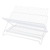 Simple Spaces Dish Rack, 20 lb Capacity, 18-1/4 in L, 12-3/4 in W, 11 in H, Steel, White, White PE Coated