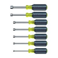 Klein Tools 631 Nutdriver Set, 7-Piece, Steel, Chrome, Black, Specifications: 3 in Shank 