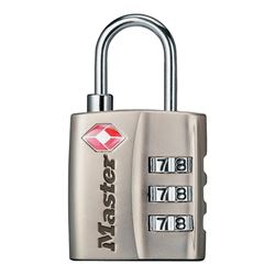 Master Lock 4680DNKL Luggage Lock, 1/8 in Dia Shackle, 3/4 in H Shackle, Steel Shackle, Metal Body, Nickel 