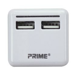 PowerZone ORUSB340 AC Compact USB Charger with Light, 2 -USB Port, 2 -Outlet, White 