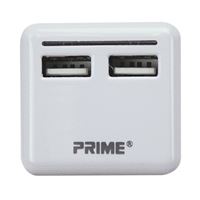 PowerZone ORUSB340 AC Compact USB Charger with Light, 3.4 A, 2-USB Port, White