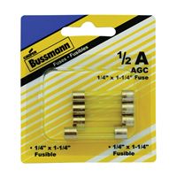 Bussmann BP/AGC-1/2-RP Tube Fuse, 250 V, 0.5 A, 35 A, 10 kA Interrupt