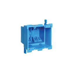 Carlon BH234R Outlet Box, 2 -Gang, PVC, Blue, Clamp Mounting 