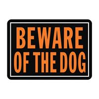 Hy-Ko Hy-Glo Series 838 Identification Sign, Rectangular, BEWARE OF THE DOG, Fluorescent Orange Legend, Black Background, Pack of 12