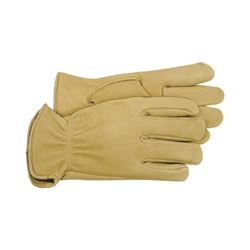 Boss 4085L Gloves, L, Keystone Thumb, Open, Shirred Elastic Back Cuff, Deerskin Leather, Gold 