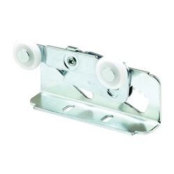 Prime-Line N 6531 Roller Assembly, 7/8 in Dia Roller, 1/4 in W Roller, Steel, Silver, 2-Roller, 75 lb, Top Mounting 