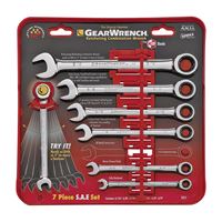 GearWrench 9317 Wrench Set, 7-Piece, Steel, Polished Chrome, Specifications: SAE Measurement 