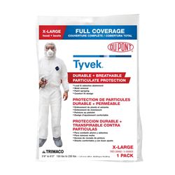 Trimaco COLORmaxx 141232/12 Protective Coveralls with Hood and Boots, XL, Zipper Closure, Tyvek, White 