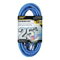PowerZone ORCW511825 Extension Cord, 12 AWG Cable, Grounded Plug, Grounded Receptacle, 25 ft L, 15 A, 125 V, Blue
