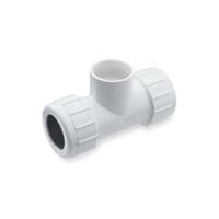 NDS CPT-1000-S Pipe Tee, 1 in, Compression x Slip-Joint, PVC, White, SCH 40 Schedule, 150 psi Pressure 