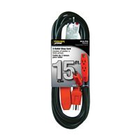 PowerZone OR890715 Extension Cord, 14 AWG Cable, Grounded Plug, Grounded Receptacle, 15 ft L, 15 A, 125 V