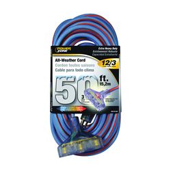 PowerZone ORC630830 Extension Cord, 12 AWG Cable, Grounded Plug, Grounded Receptacle, 50 ft L, 15 A, 125 V 