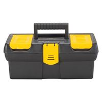 Stanley STST13011 Tool Box with Tote Tray, 1.1 gal, Plastic, Black/Yellow, 4-Compartment