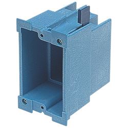 Carlon BH118R Outlet Box, 1 -Gang, PVC, Blue, Clamp Mounting 