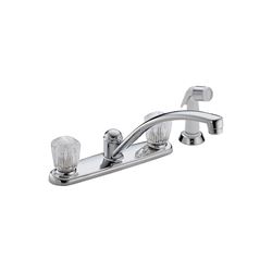 Delta Classic Series 2402LF Kitchen Faucet with Side Sprayer, 1.8 gpm, 2-Faucet Handle, Brass, Chrome Plated, Deck 