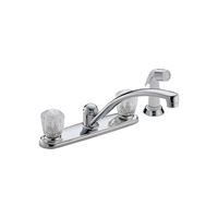DELTA Classic Series 2402LF Kitchen Faucet with Side Sprayer, 1.8 gpm, 2-Faucet Handle, Brass, Chrome Plated 