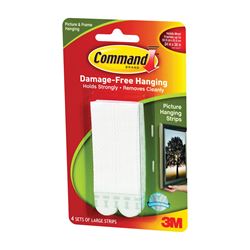 Command 17206 Picture Hanging Strip, 4 lb/set, Foam, White 