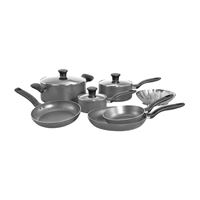 T-fal B167SA64 Cookware Set, Aluminum, Gray, 10-Piece