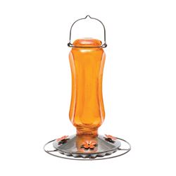 Perky-Pet 8135-2 Bird Feeder, Carnival Glass Vintage, 16 oz, 4-Port/Perch, Glass, Orange, 11-3/4 in H 