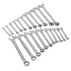 WILMAR W1069 Wrench Set with Rack, 22-Piece, Steel, Polished Chrome, Specifications: SAE, Metric Measurement 