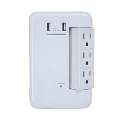 PowerZone ORRUSB346S USB Charger with Surge Protection, 2 -Pole, 3.4 A, White 