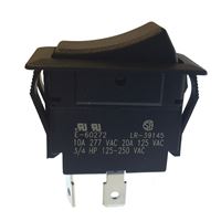 GB GSW GSW-45 Rocker Switch, 10/20 A, 125/250 V, SPST, 0.83 x 1.45 in Panel Cutout, Nylon Housing Material, Black