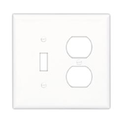 Eaton Wiring Devices PJ826LA Combination Wallplate, 4.9 in L, 4.86 in W, Mid, 2 -Gang, Polycarbonate, Light Almond 