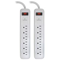 PowerZone OR2013X2 Surge Protector, 125 V, 15 A, 6-Outlet, 400 Joules Energy, White 