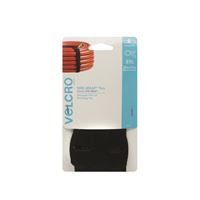 VELCRO Brand One Wrap 90700 Fastener, 7/8 in W, 23 in L, Nylon/Polypropylene, Black, Pack of 6 