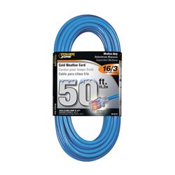 PowerZone ORCW511630 Extension Cord, 16 AWG Cable, 5-15P Grounded Plug, 5-15R Grounded Receptacle, 50 ft L, 125 V 