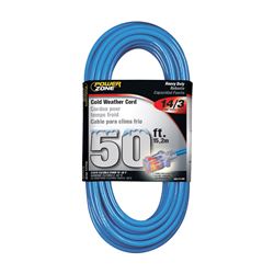 PowerZone ORCW511730 Extension Cord, 14 AWG Cable, Grounded Plug, Grounded Receptacle, 50 ft L, 15 A, 125 V, Blue 