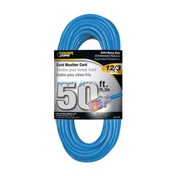 PowerZone ORCW511830 Extension Cord, 12 AWG Cable, Grounded Plug, Grounded Receptacle, 50 ft L, 15 A, 125 V, Blue 