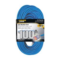PowerZone ORCW511835 Extension Cord, 12 AWG Cable, 5-15P Grounded Plug, 5-15R Grounded Receptacle, 100 ft L, 125 V 