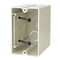 Sliderbox SB-1 Electrical Box, 1-Gang, 2-Outlet, 1-Knockout, 1/2 in Knockout, PVC, Beige/Tan, Screw, Wall 