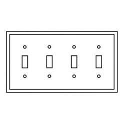 Eaton 2154LA-BOX Switch Wallplate, 4-1/2 in L, 8.19 in W, 4-Gang, Thermoset, Light Almond 