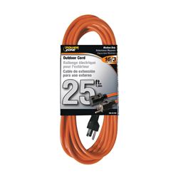 PowerZone OR501625 Extension Cord, 16 AWG Cable, Grounded Plug, Grounded Receptacle, 25 ft L, 13 A, 125 V, Orange 