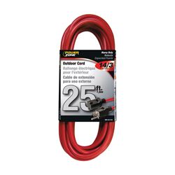 PowerZone OR514725/506725 Extension Cord, 14 AWG Cable, 25 ft L, 13 A, 125 V, Red 