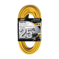 PowerZone OR500825 Extension Cord, 12 AWG Cable, 25 ft L, 13 A, 125 V, Yellow 