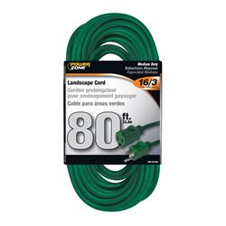 PowerZone OR880633 Extension Cord, 16 AWG Cable, 80 ft L, 10 A, 125 V, Green 
