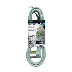PowerZone ORD100305 Power Supply Dryer Cord, 10 AWG Cable, 5 ft L, 30 A, 250 V, Gray 