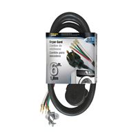 PowerZone ORD100406 Power Supply Dryer Cord, 10 AWG Cable, 6 ft L, 30 A, 250 V, Black 