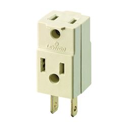 Leviton 001-00531-00I Triple Tap Outlet Adapter, 2 -Pole, 15 A, 125 V, 3 -Outlet, NEMA: NEMA 1-15R, Ivory 