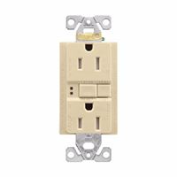 Eaton Wiring Devices TRAFGF15V-K-L Duplex Receptacle Wallplate, 2 -Pole, 15 A, 125 V, Back, Side Wiring, Ivory 