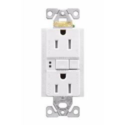 Eaton Wiring Devices TRAFGF15W-K-L Duplex Receptacle Wallplate, 2 -Pole, 15 A, 125 V, Back, Side Wiring, White 